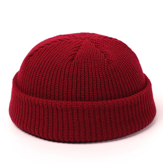 Buy wine-red Men Knitted Beret Beanie Multi Colored Hats