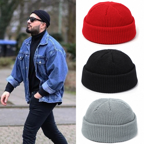 Men Knitted Beret Beanie Multi Colored Hats