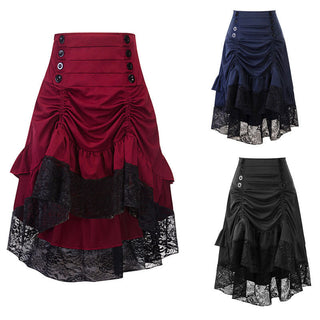 High Waist Ruffled Lace Retro Skirt