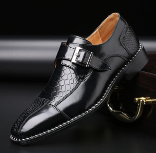 Buy black Men&#39;s Low-heel Belt Buckle Business Shoes