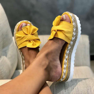 Buy yellow Women Bow-Strap Platform Sandals