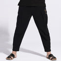 Men Linen Embroidery Casual Loose Pants