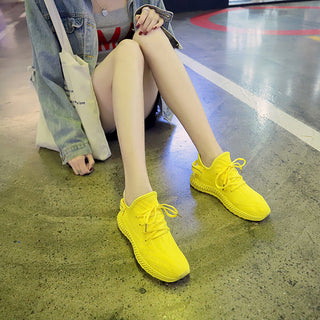 Buy yellow Solid Color Lace-up Slip-on Sneakers