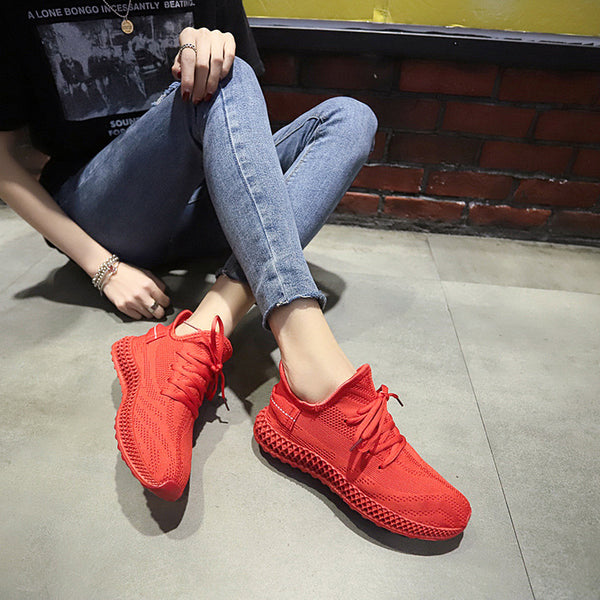 Solid Color Lace-up Slip-on Sneakers