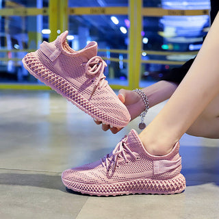 Buy pink Solid Color Lace-up Slip-on Sneakers