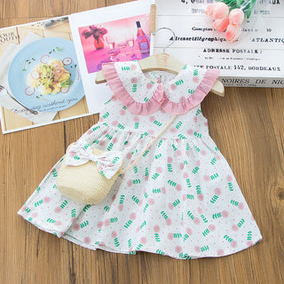 Buy pink Girls Floral Spring Casual Dress