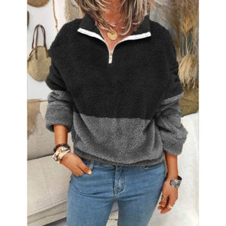 Buy grey-black Velvet Double-Sided Fleece Sweater