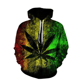 Buy gradient-leaf Nature Themed Drawstring Hoodie