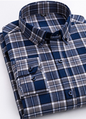 Men Long Sleeve Cotton Plaid Shirt