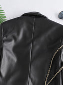 Women Leather One-button Blazer Jacket