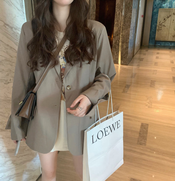 Women Loose Fan Sleeve Split Blazer