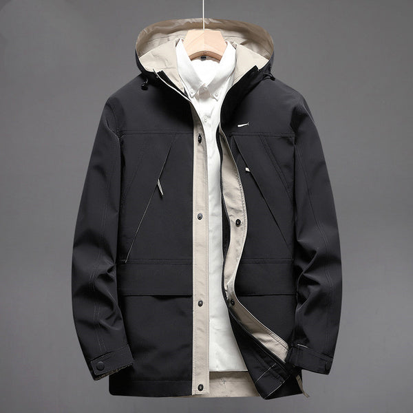 Men Patterned Hooded Solid Jacket