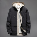 Men Patterned Hooded Solid Jacket