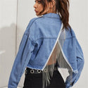 Women Split Back Denim Jean Jacket