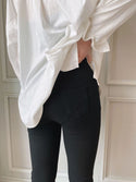 Gold Satin Button-up Denim Leggings