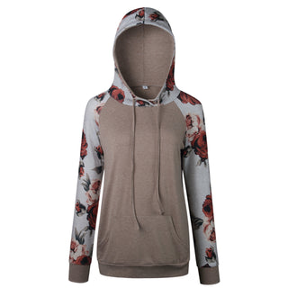 Buy brown Rose Printed Tie Dye Pullover Hoodie