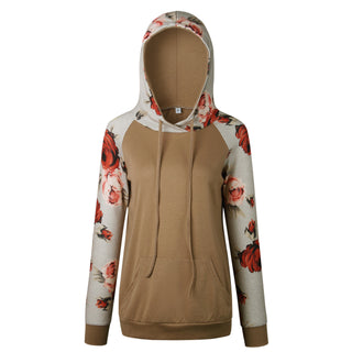 Buy khaki Rose Printed Tie Dye Pullover Hoodie