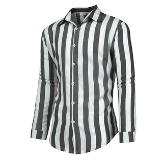 Buy grey Men Long Sleeve Striped Shirt