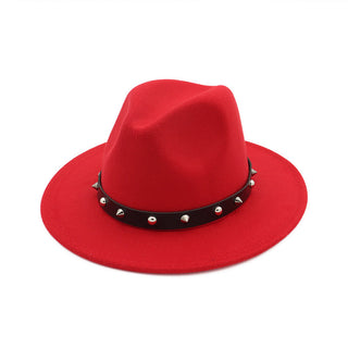 Buy red Men Spiked Monochrome Felt Hat