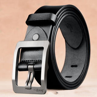 Buy black Two Layers Cowhide With Needle Buckle Belt