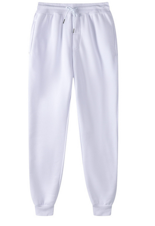 Buy white Cotton Fleece Casual Drawstring Sweat Pants