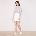 Silver Silk Embroidery Denim Skirt