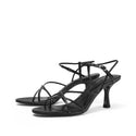 Simple Diagonal Slim Heel Open Toe Strap Sandals