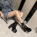 Women Platform Leather Chain Boots