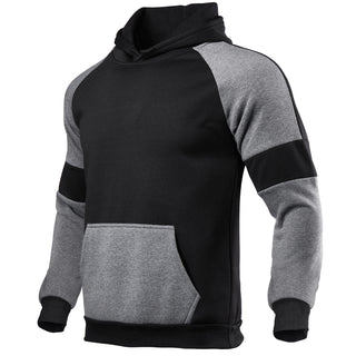 Buy black-grey Men Long Sleeve Solid Color Hoodie