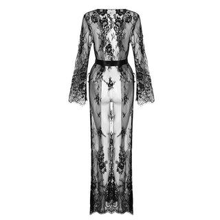 Women Long Sleeve Lace Robe