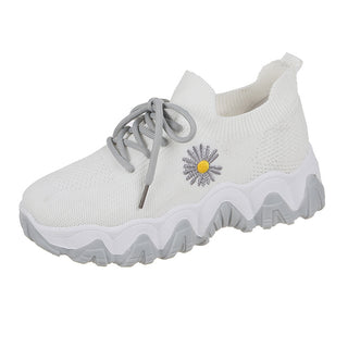 Buy grey Women Floral Flying Woven Mesh Sneakers