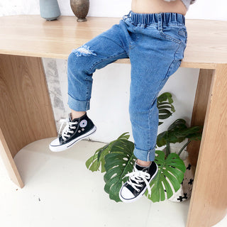 Unisex Ripped Jeans Denim Trousers