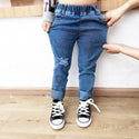 Unisex Ripped Jeans Denim Trousers