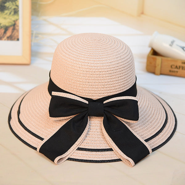 Women Big Brim Beach Straw Hat with Bow