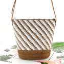 Women Striped Shoulder and Straw Bag