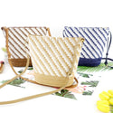 Women Striped Shoulder and Straw Bag