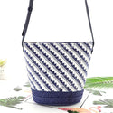 Women Striped Shoulder and Straw Bag