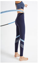 Nylon Striped Contrast Color Leggings