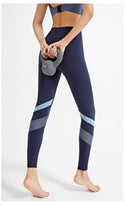 Nylon Striped Contrast Color Leggings