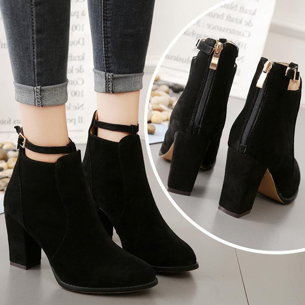 Women Heeled Strapped Martin Boots