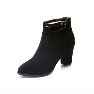 Buy black Women Heeled Strapped Martin Boots