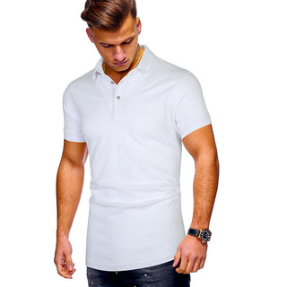 Buy white Men Pure Color Short-sleeved Polo Shirt