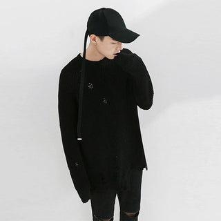 Men Oversize Ripped Sweater