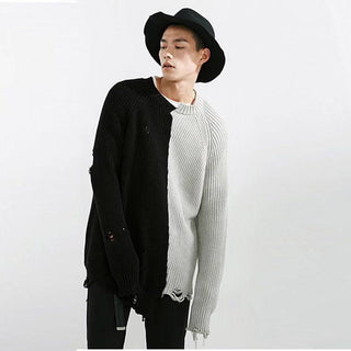 Men Oversize Ripped Sweater