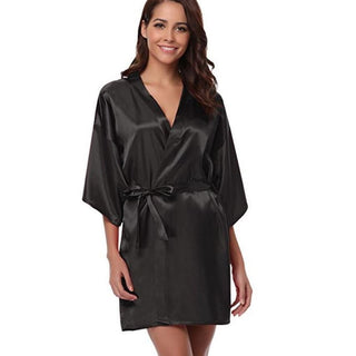 Buy black Women Kimono V-Neck Robe