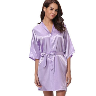 Buy lavender Women Kimono V-Neck Robe