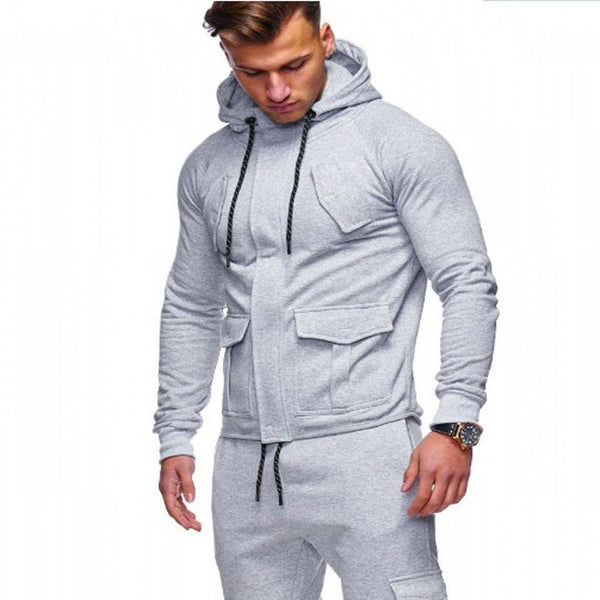 Men Solid Color Hoodie