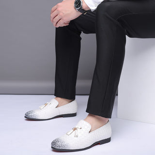 Men Color Stained Bow Loafers