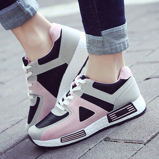 Buy pink Color Contrast Geometric Patterned Flat Sneakers