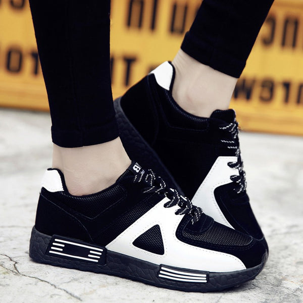 Color Contrast Geometric Patterned Flat Sneakers